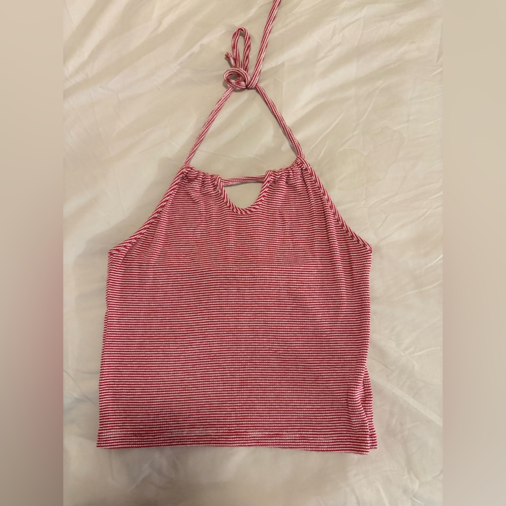 Brandy Melville red Striped Halter Top